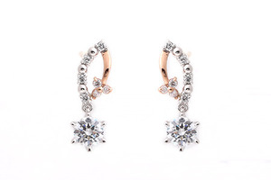 큐빅 시그니티 3부 천연다이아몬드 14k&amp;18k 귀걸이 CE-4336